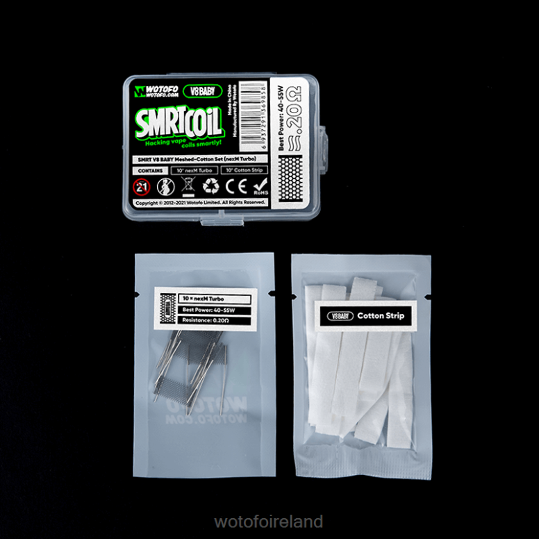 Wotofo Vape Pods - Wotofo SMRT V8 BABY MESH-COTTON SET NEXMESH TURBO P28VD368